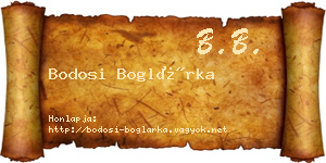 Bodosi Boglárka névjegykártya